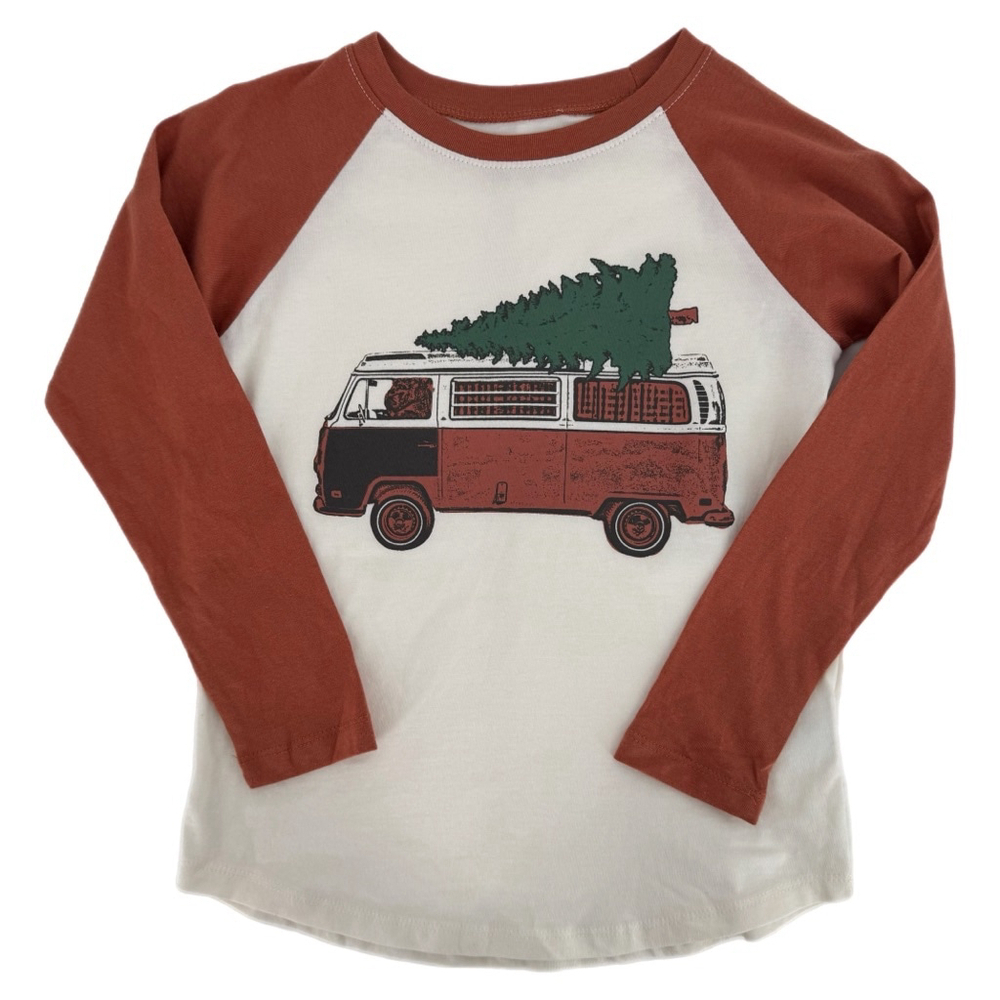 Tiny‎ Whales Christmas Mobile Long Sleeve Raglan T-Shirt Size 4 White & Rust